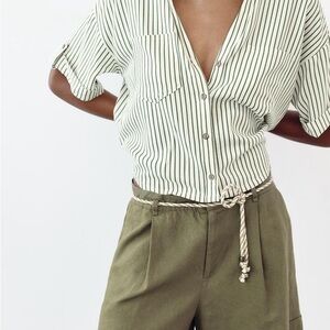 Zara Linen Shirt, v- neck, button up- size large